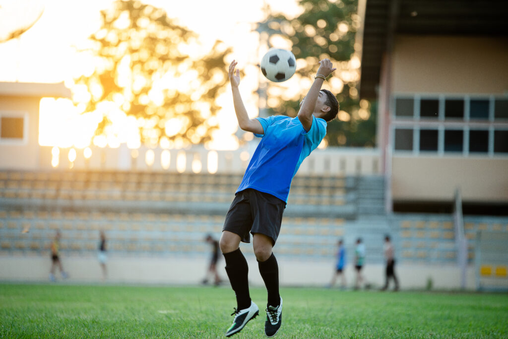 Soccer player action on the stadium
