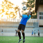 Soccer player action on the stadium